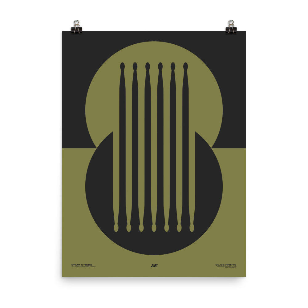 Drum Sticks Minimal Poster, Green