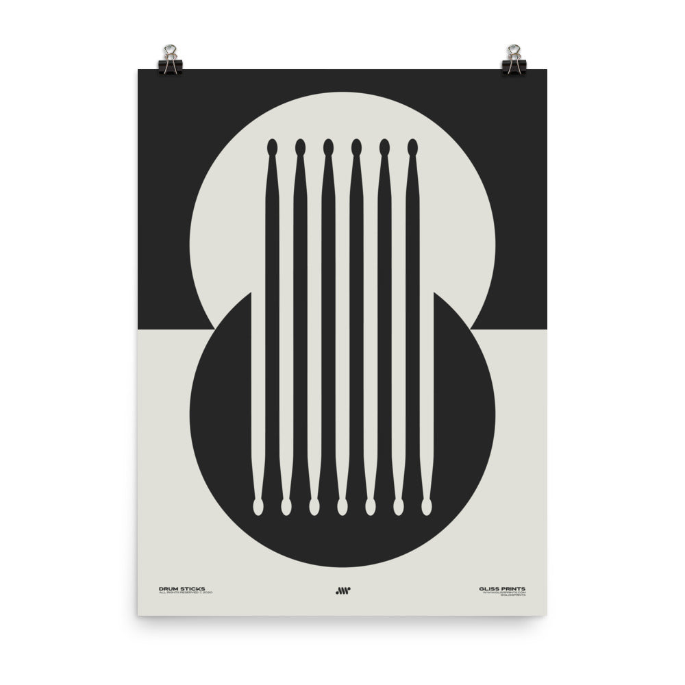 Drum Sticks Minimal Poster, Cream