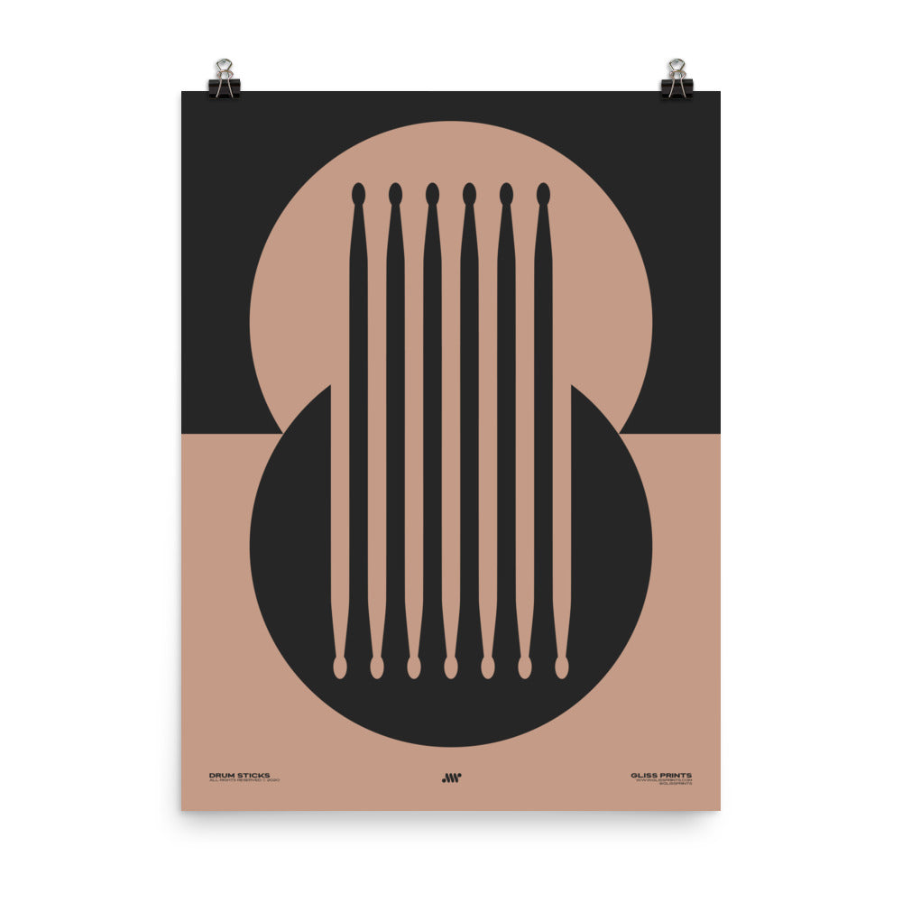 Drum Sticks Minimal Poster, Pink