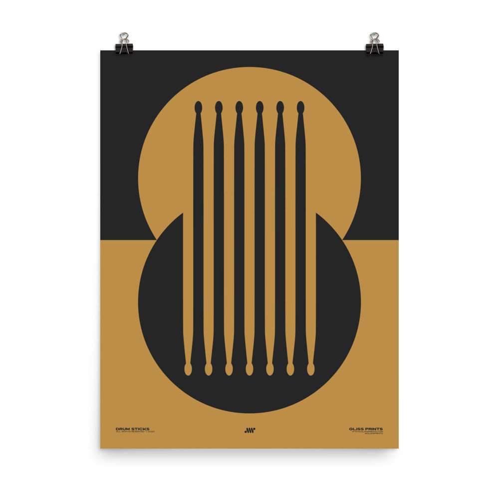 Drum Sticks Minimal Poster, Yellow