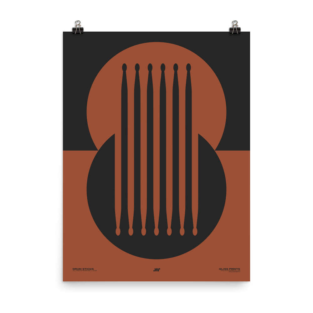 Drum Sticks Minimal Poster, Red