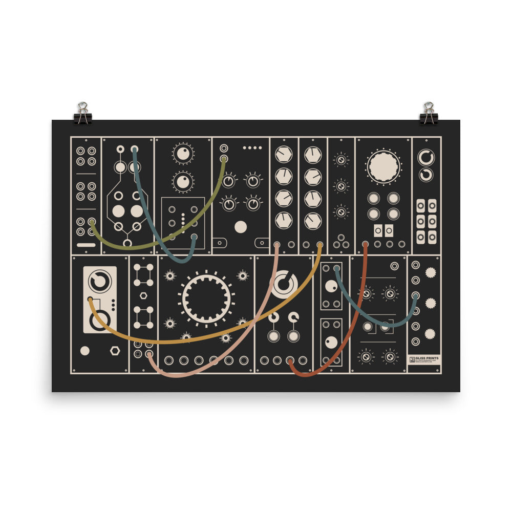 Modular Synthesizer Poster, Eurorack Inspired Print, Black – Gliss Prints