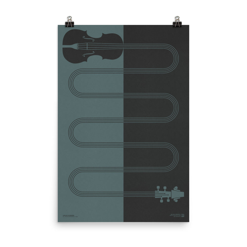 Violin Strings Art Print, Blue