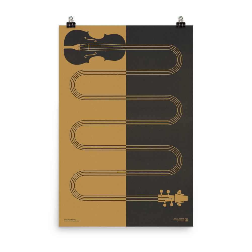 Violin Strings Art Print, Yellow