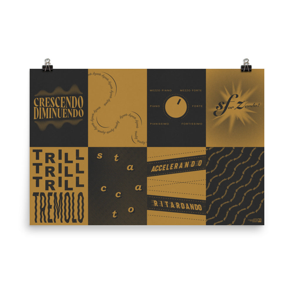 Musical Terms Educational Print, Yellow