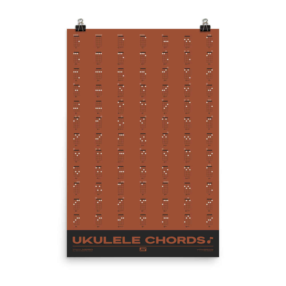 Ukulele Chord Chart, Red