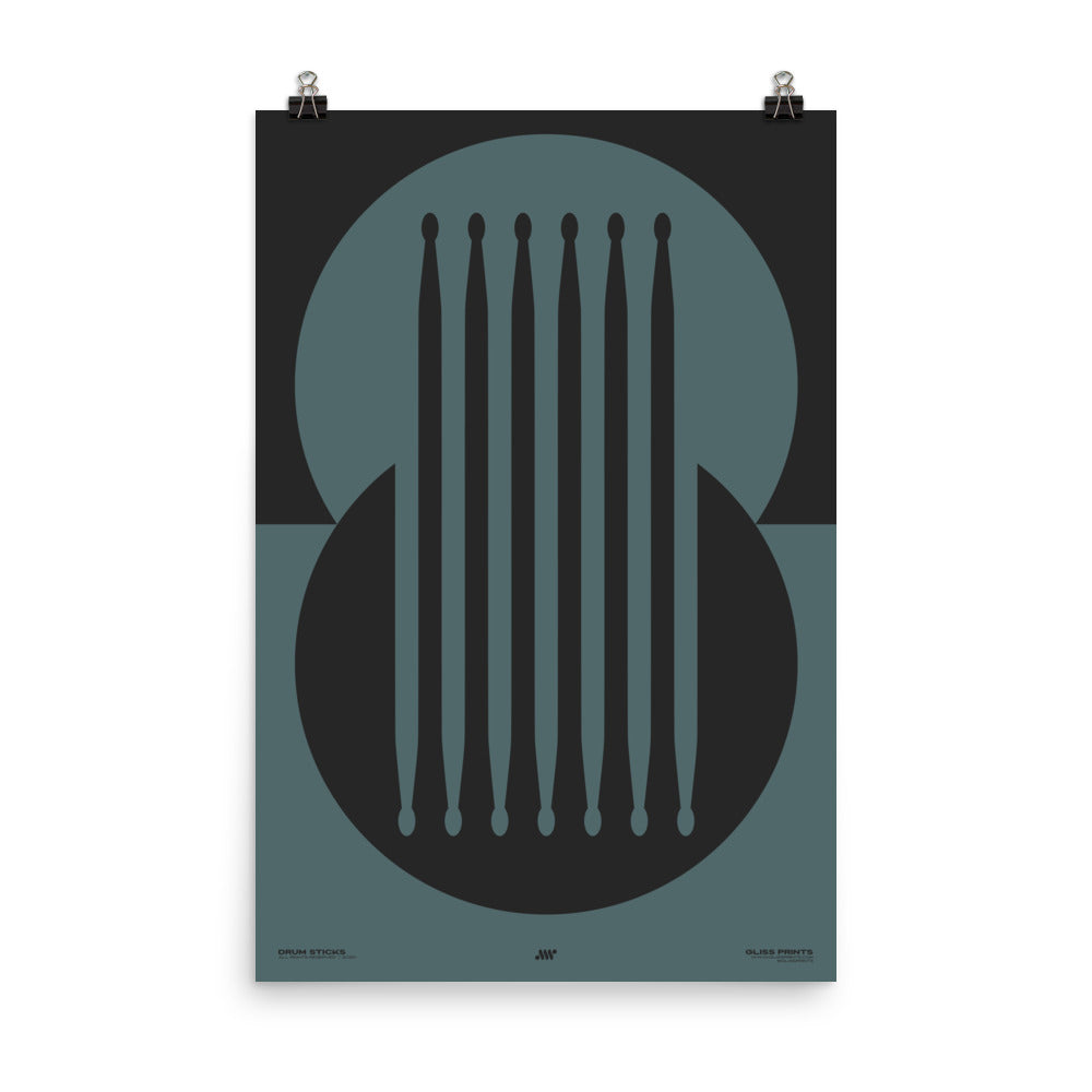 Drum Sticks Minimal Poster, Blue