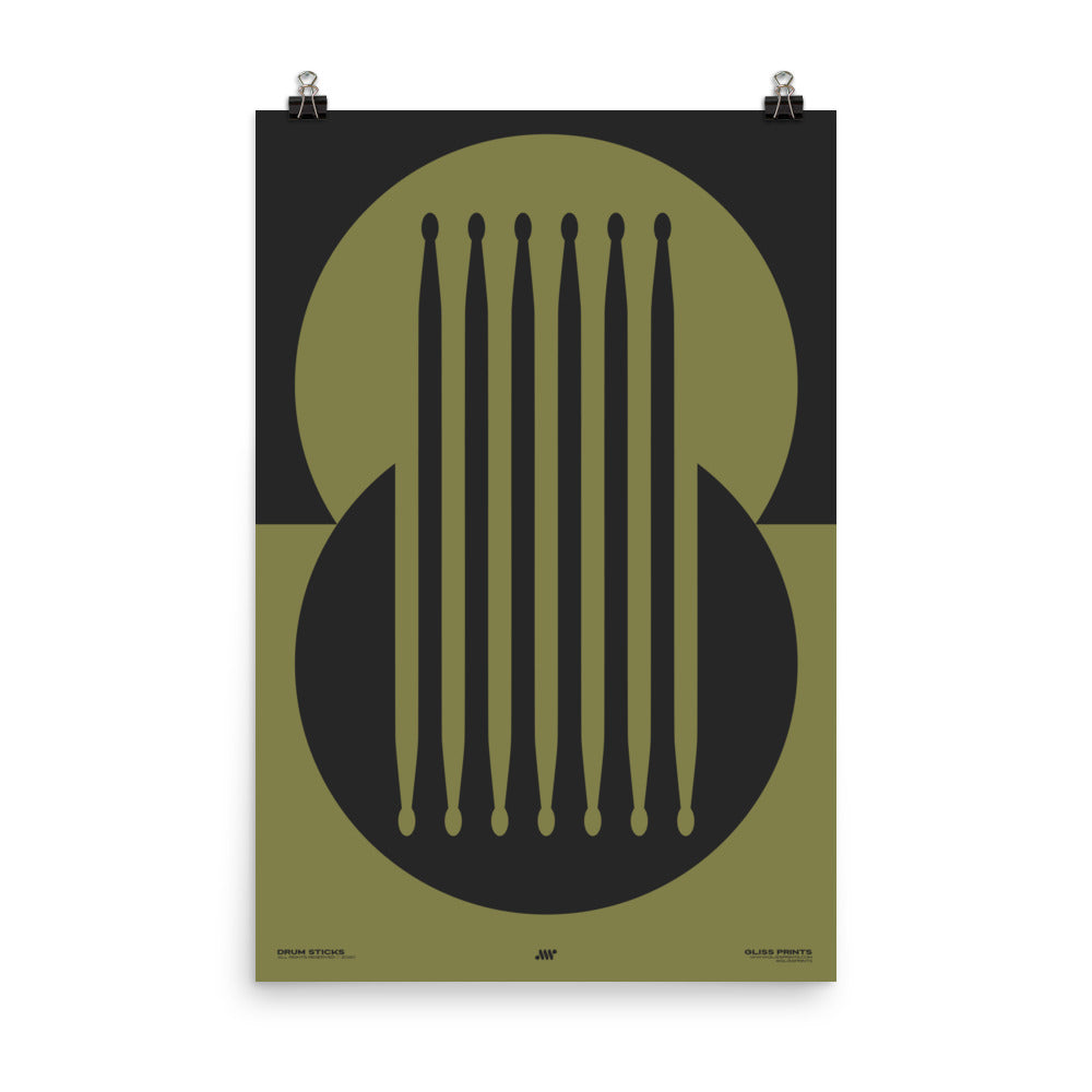 Drum Sticks Minimal Poster, Green