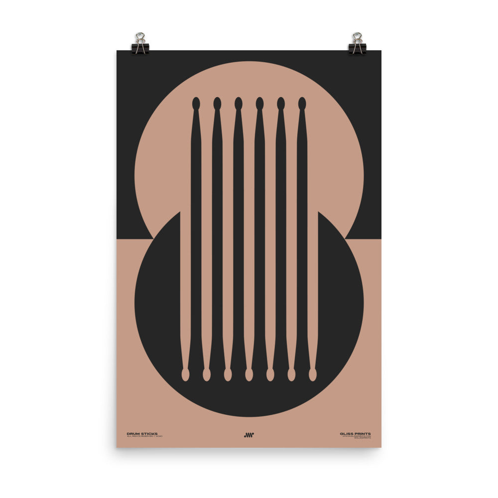 Drum Sticks Minimal Poster, Pink