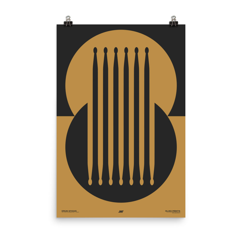 Drum Sticks Minimal Poster, Yellow