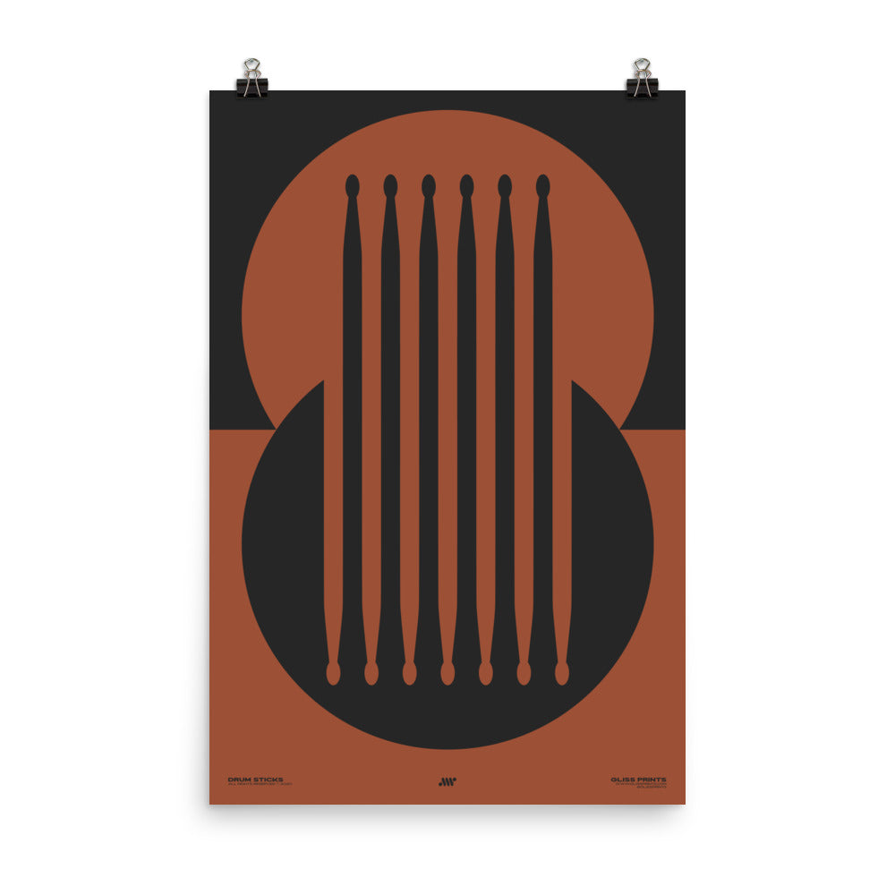Drum Sticks Minimal Poster, Red