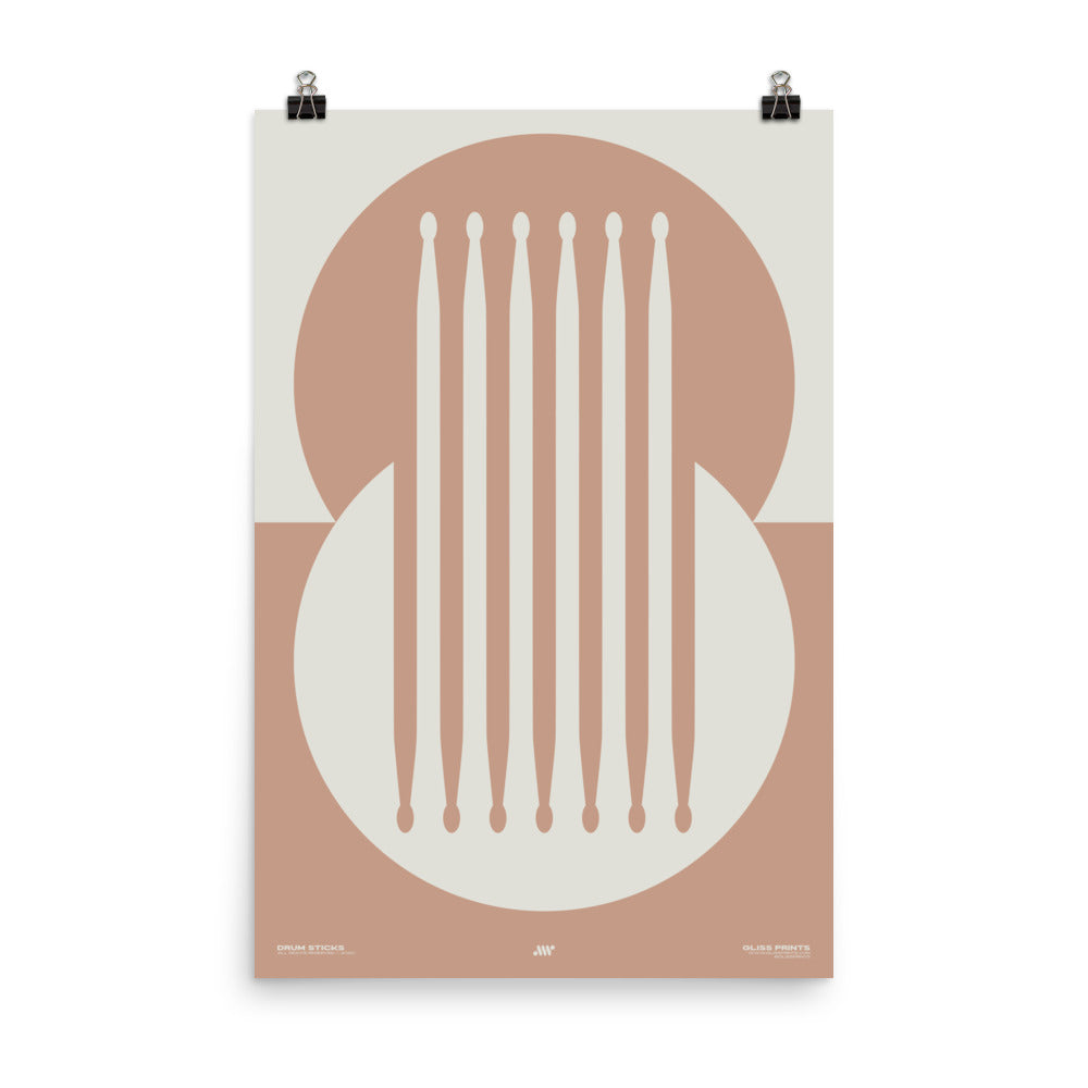 Drum Sticks Minimal Poster, Pink
