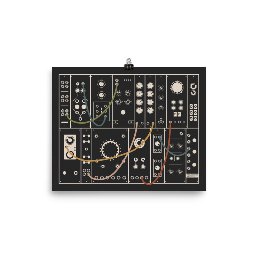 Modular Synthesizer Poster, Eurorack Inspired Print, Black