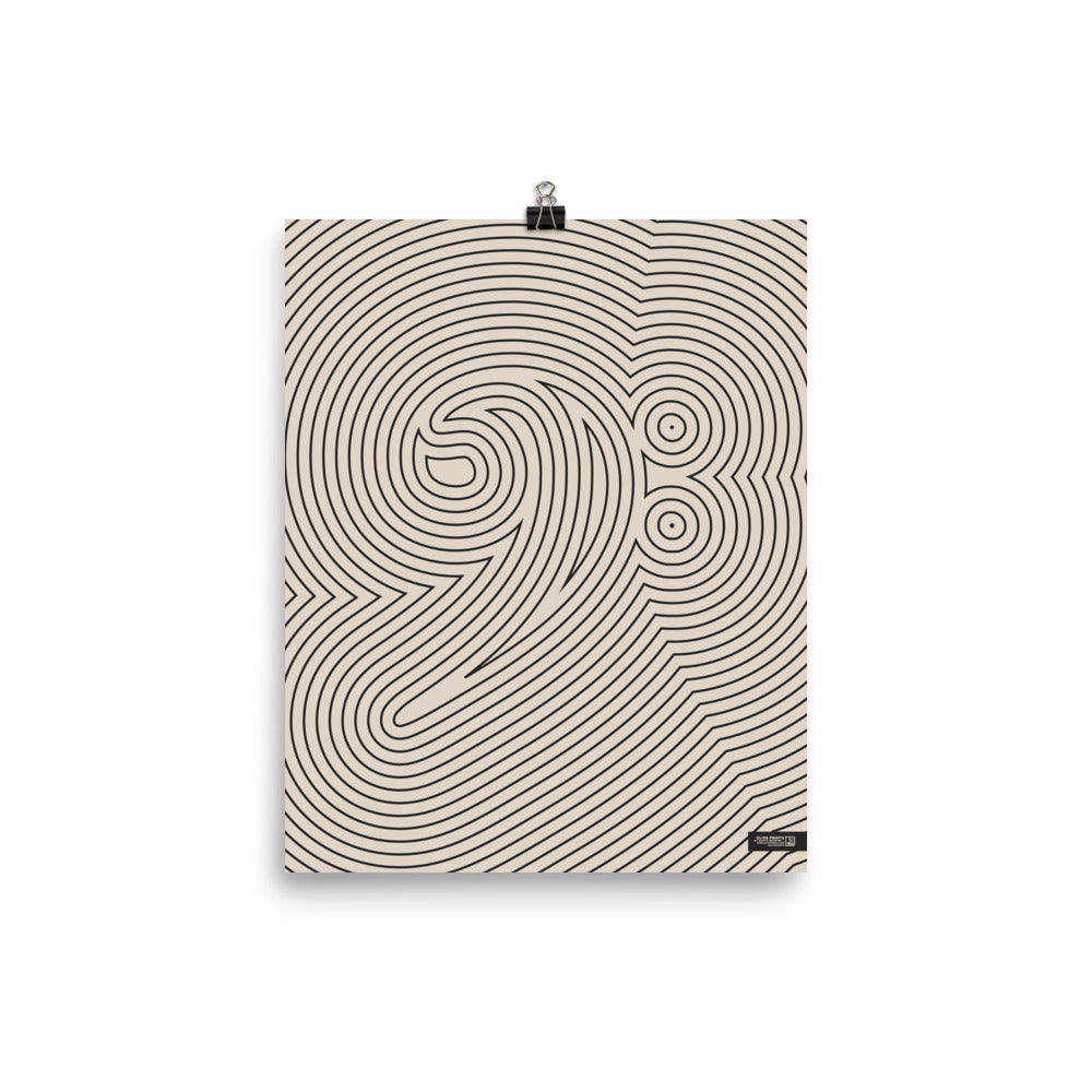 Bass Clef Poster, Striped Pattern Cream