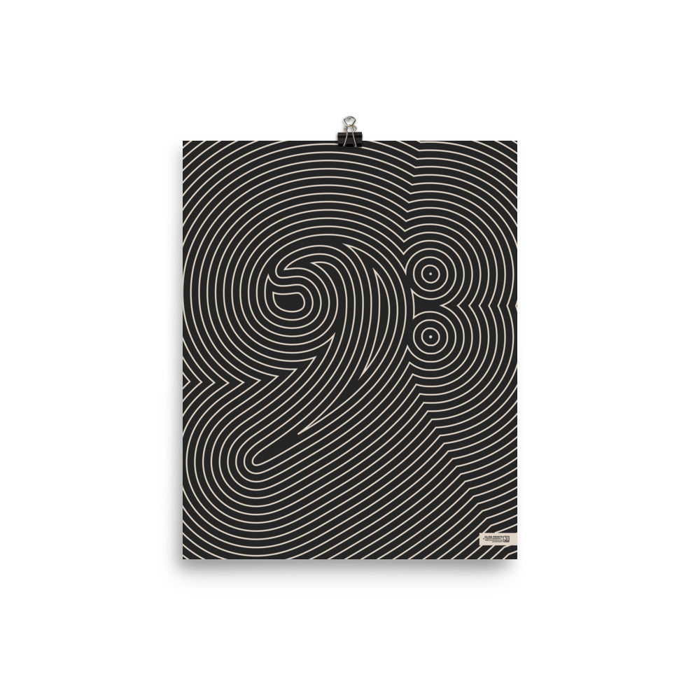 Bass Clef Poster, Striped Pattern Black
