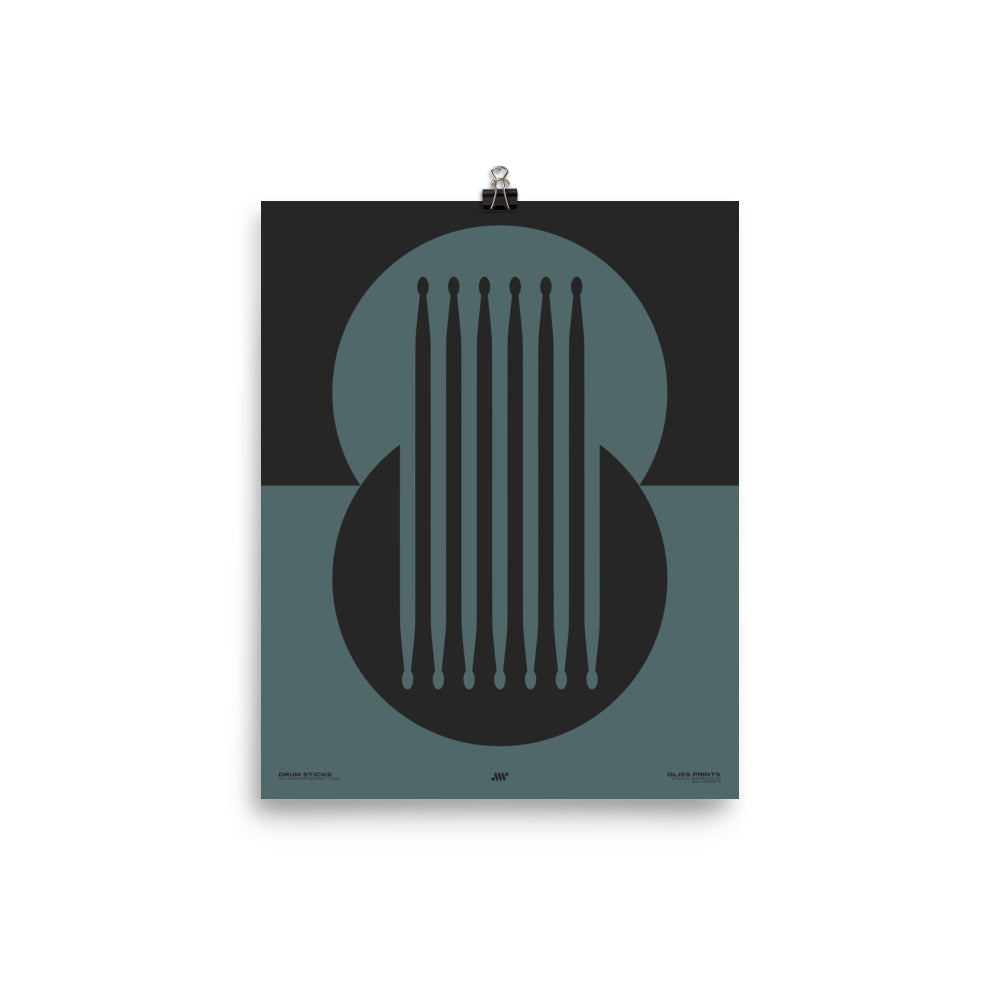 Drum Sticks Minimal Poster, Blue