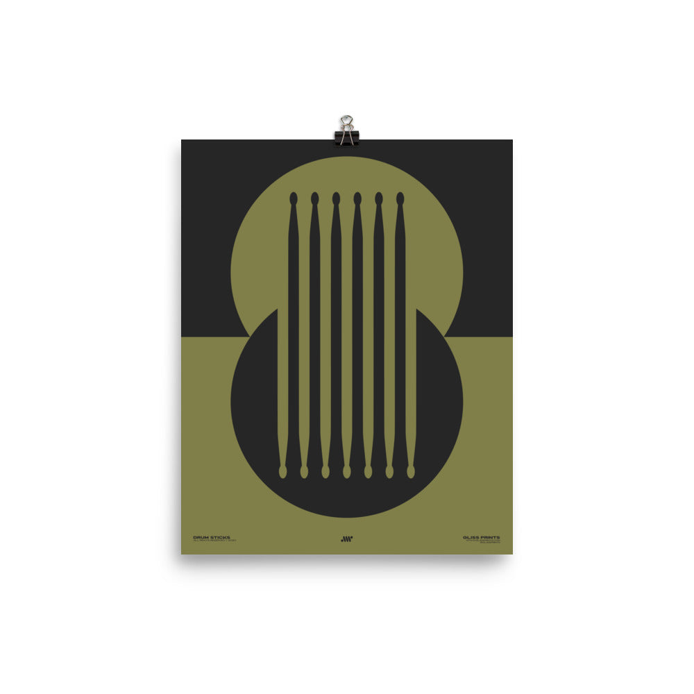 Drum Sticks Minimal Poster, Green