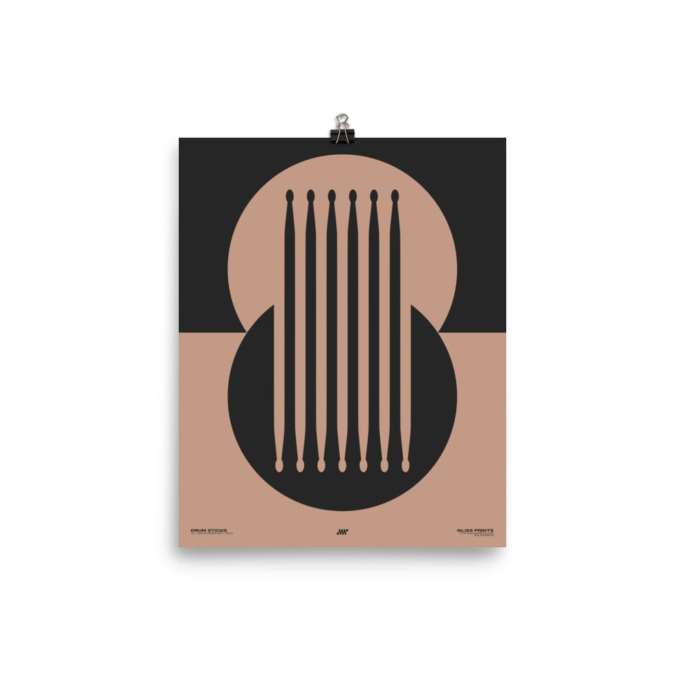 Drum Sticks Minimal Poster, Pink