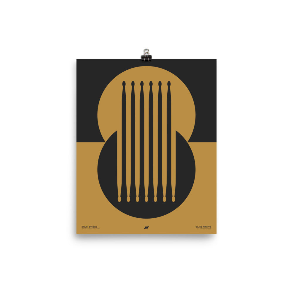 Drum Sticks Minimal Poster, Yellow