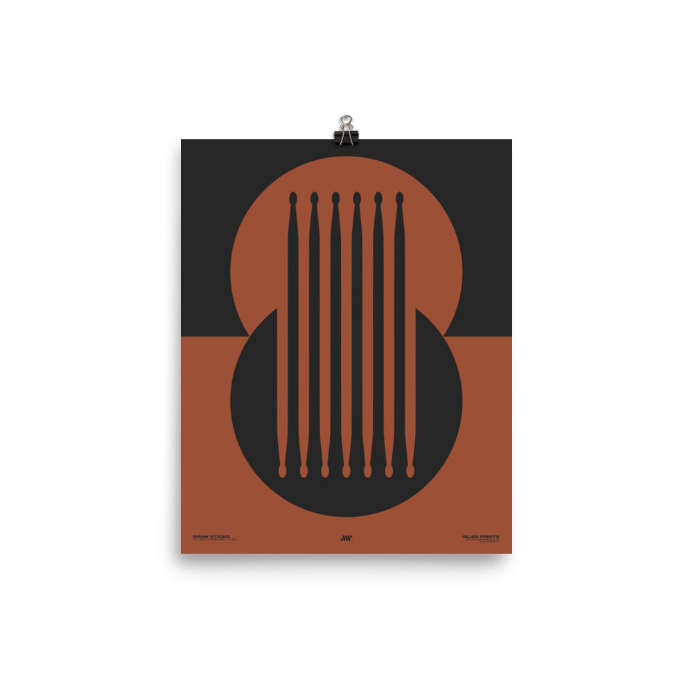 Drum Sticks Minimal Poster, Red