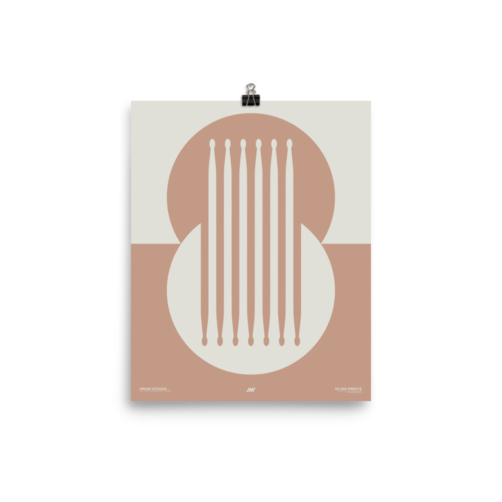 Drum Sticks Minimal Poster, Pink