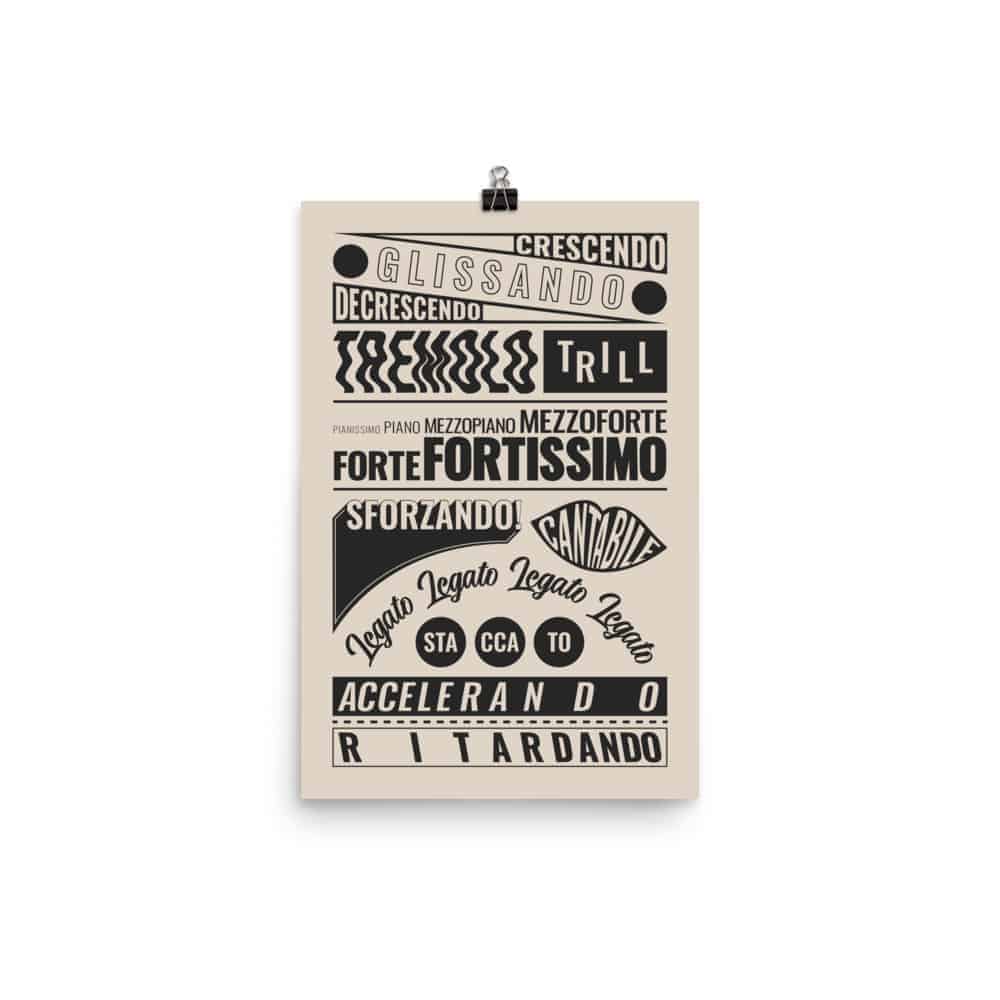 Music Terms Posters, Music Room Decor Cream