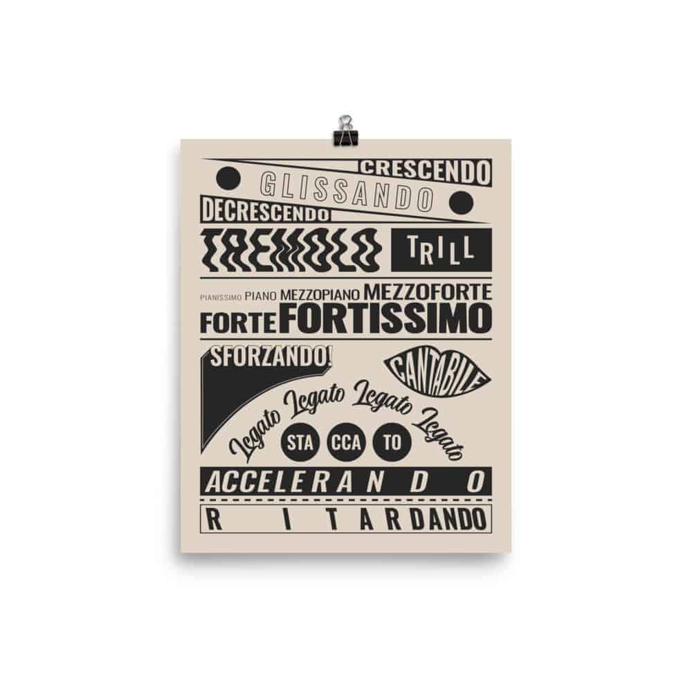 Music Terms Posters, Music Room Decor Cream
