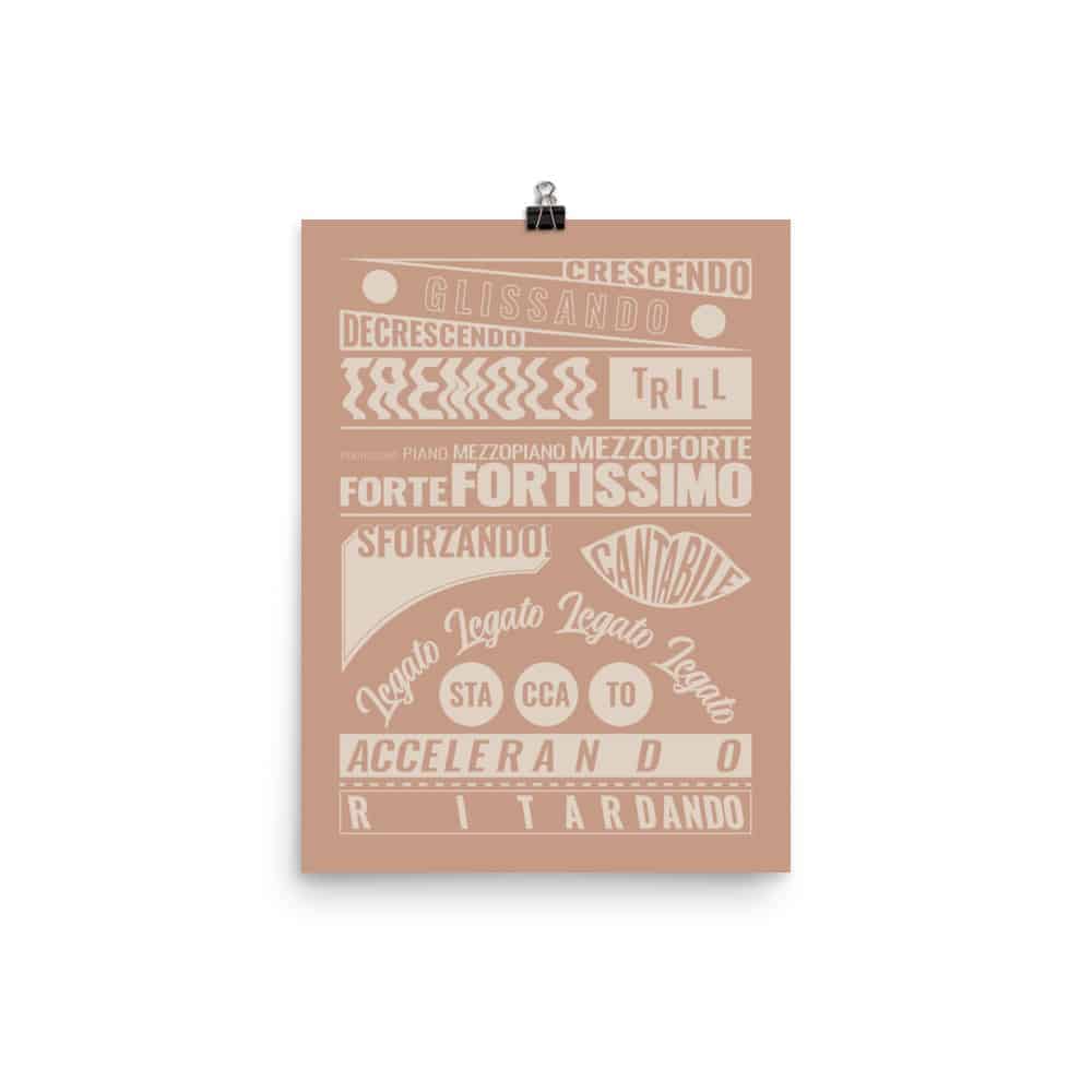 Music Terms Poster, Music Room Decor Pink