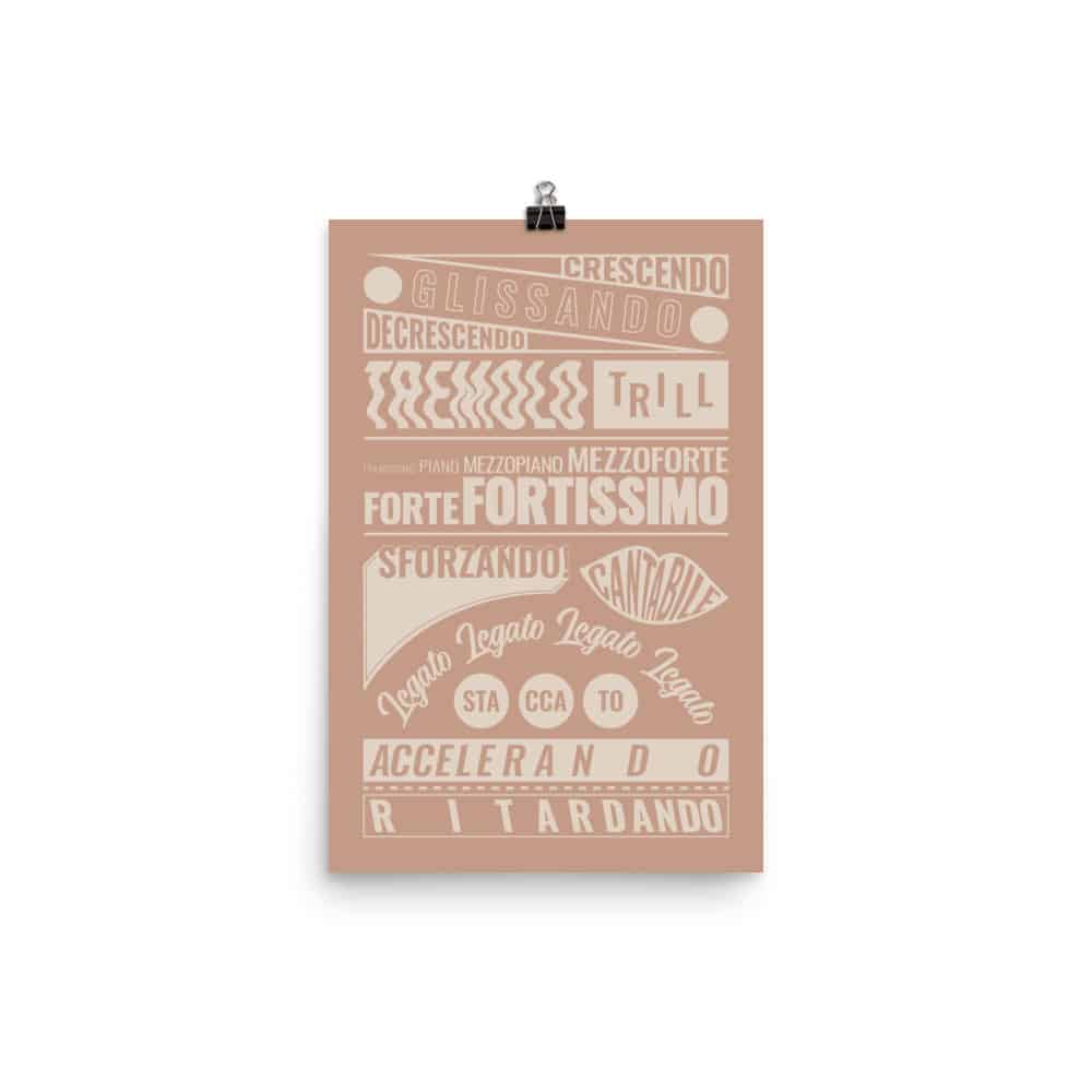 Music Terms Poster, Music Room Decor Pink