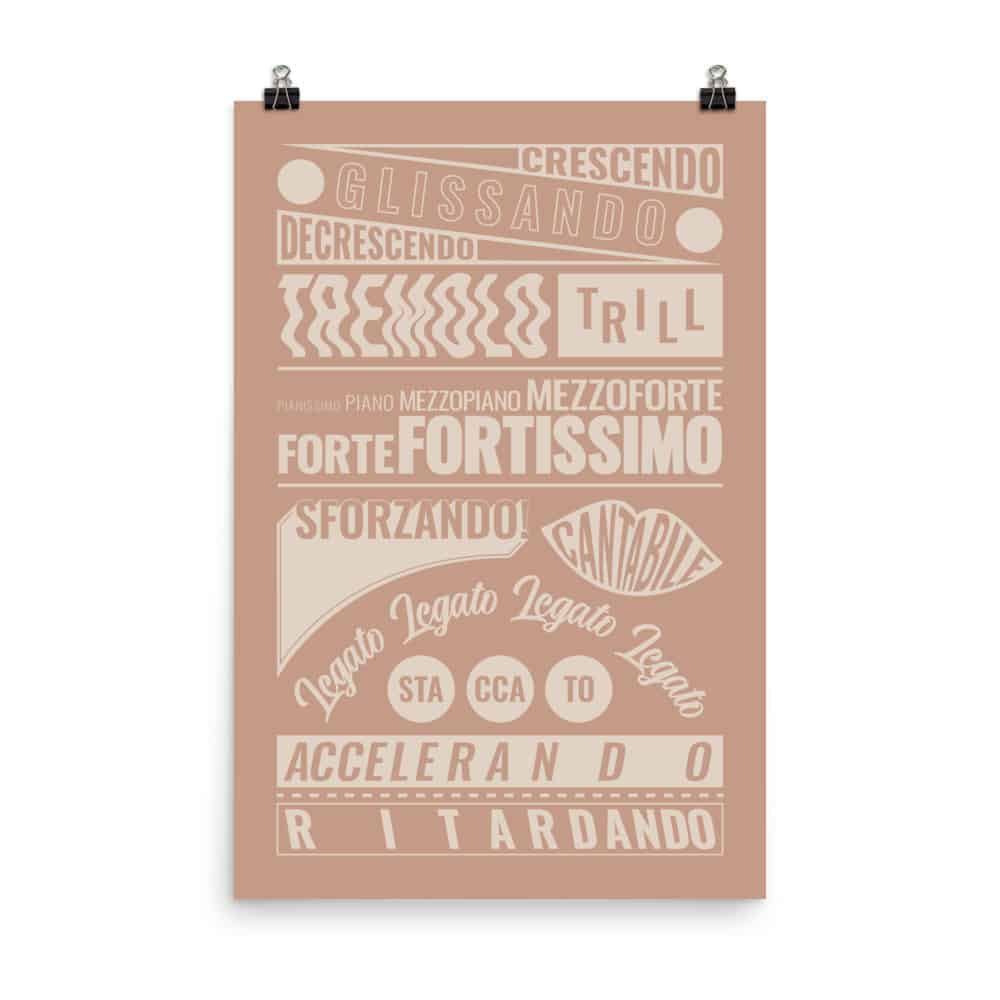 Music Terms Poster, Music Room Decor Pink