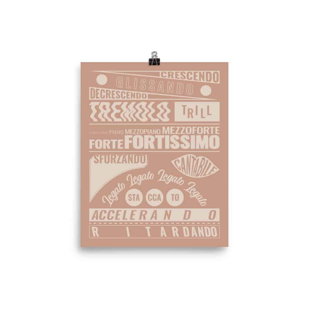 Music Terms Poster, Music Room Decor Pink