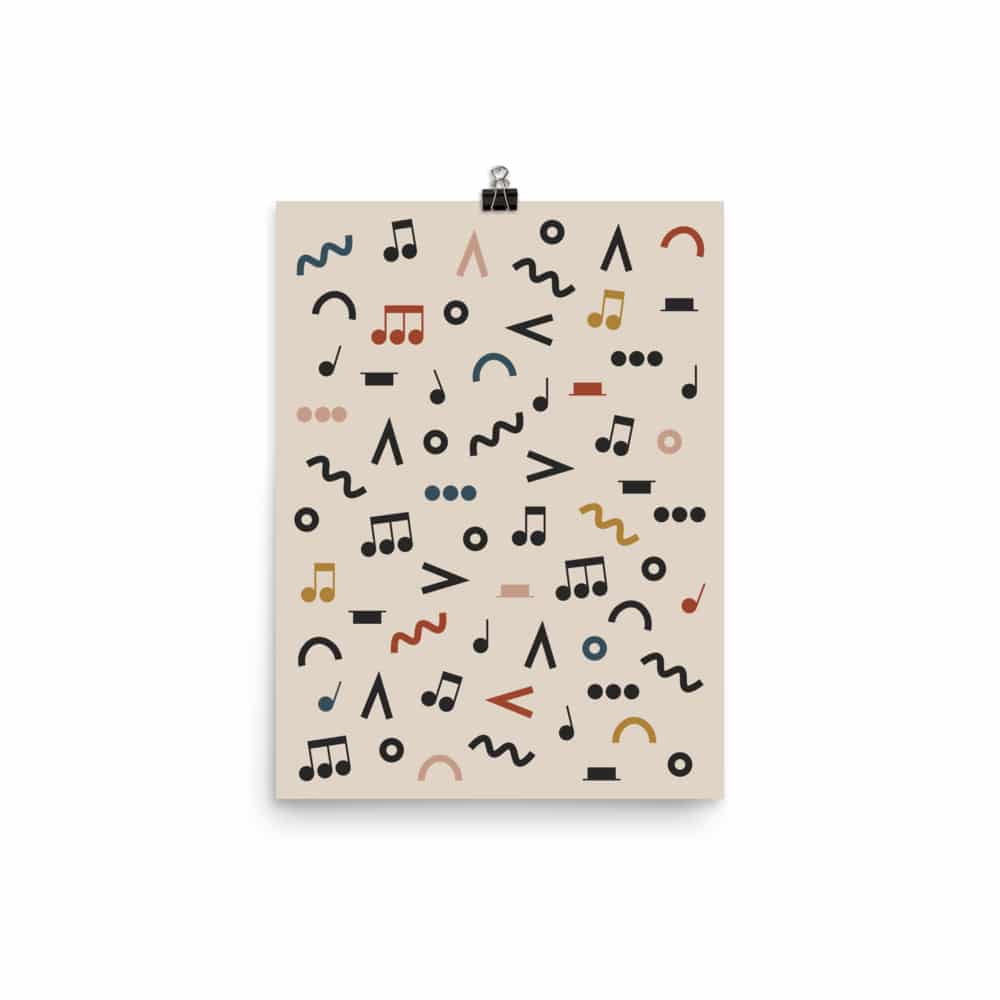 Music Notes Poster, Music Symbols, Music Room Decor, Cream