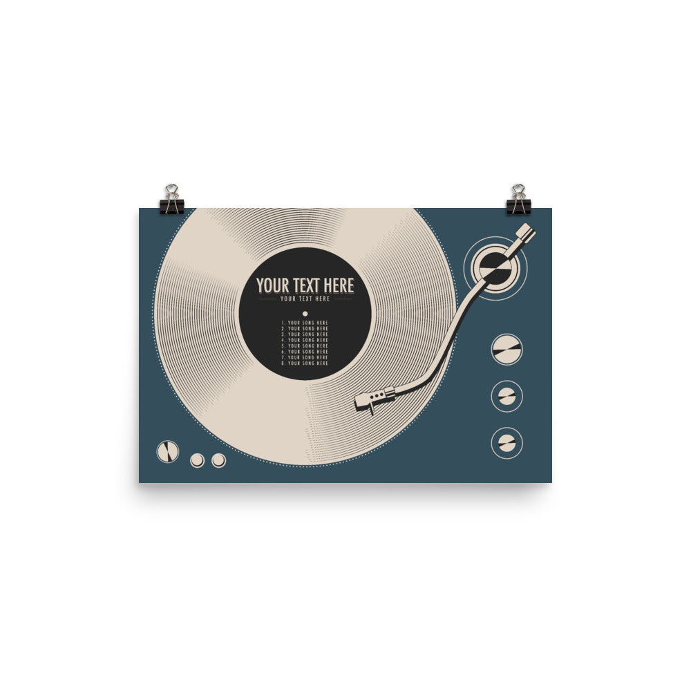Custom Vinyl Record Poster | Personalized Print, Blue