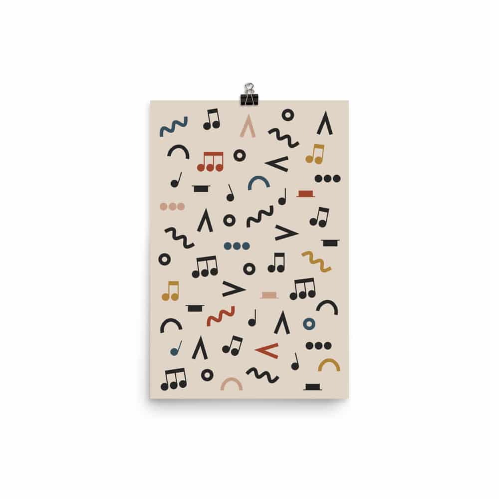 Music Notes Poster, Music Symbols, Music Room Decor, Cream