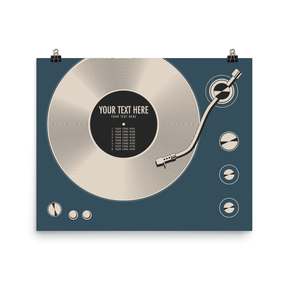 Custom Vinyl Record Poster | Personalized Print, Blue
