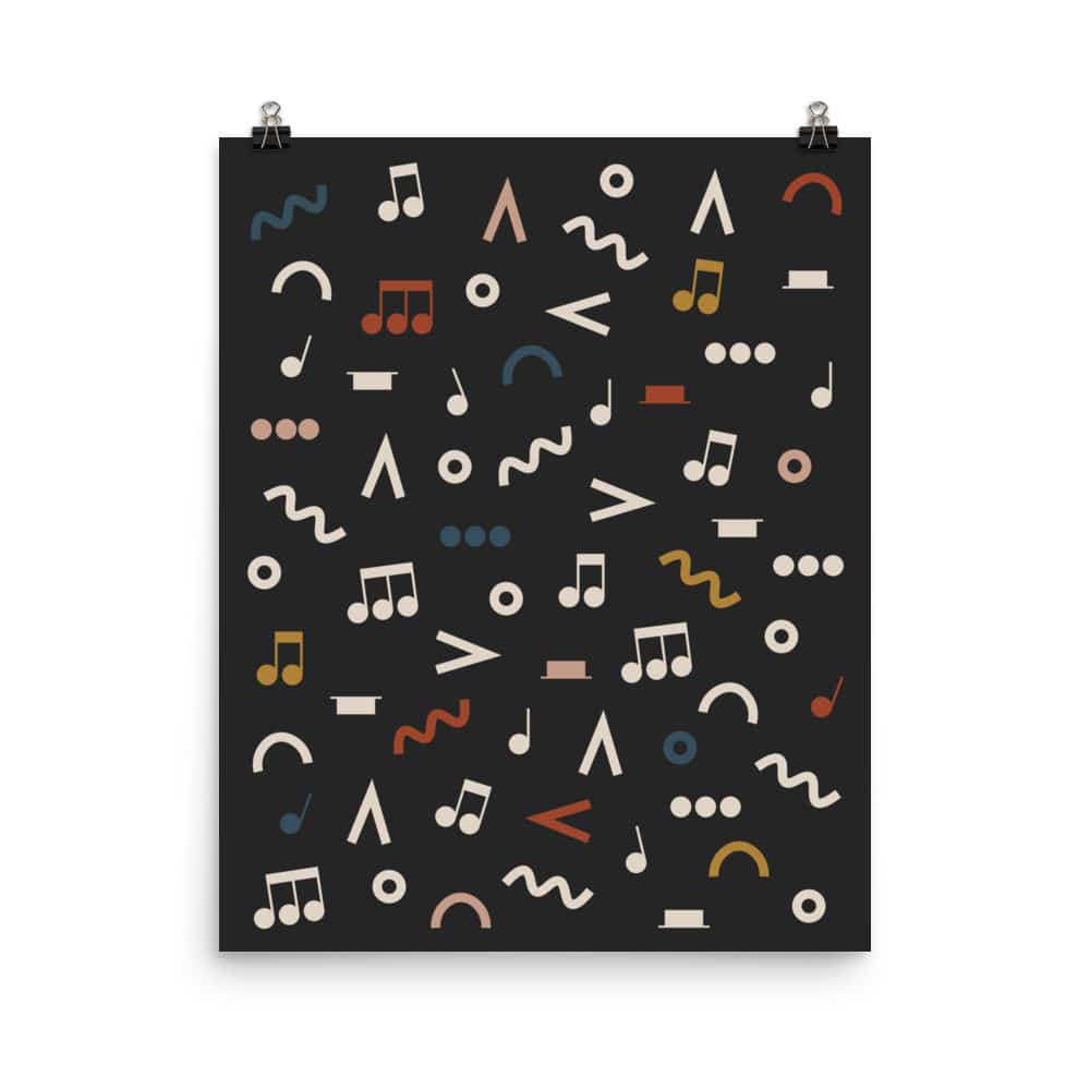 Music Notes Poster, Music Symbols, Music Room Decor, Black