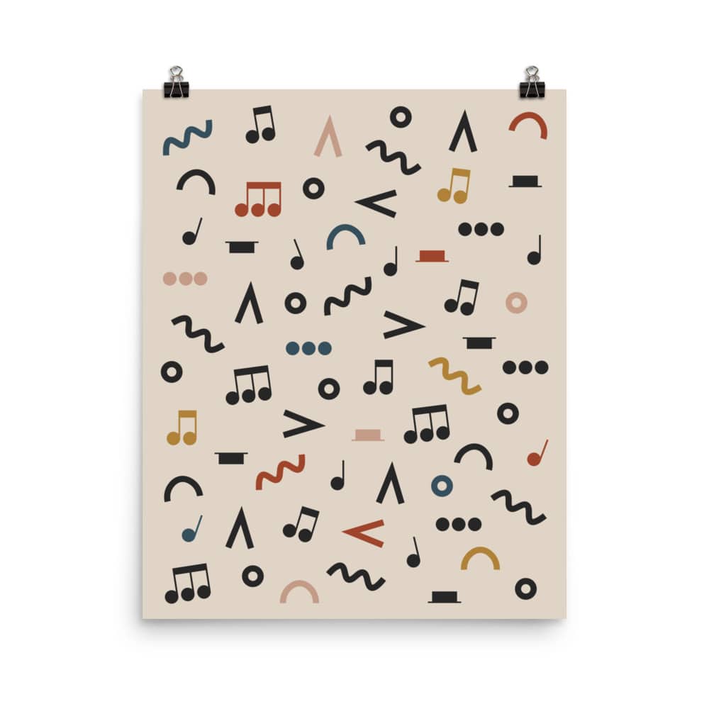 Music Notes Poster, Music Symbols, Music Room Decor, Cream