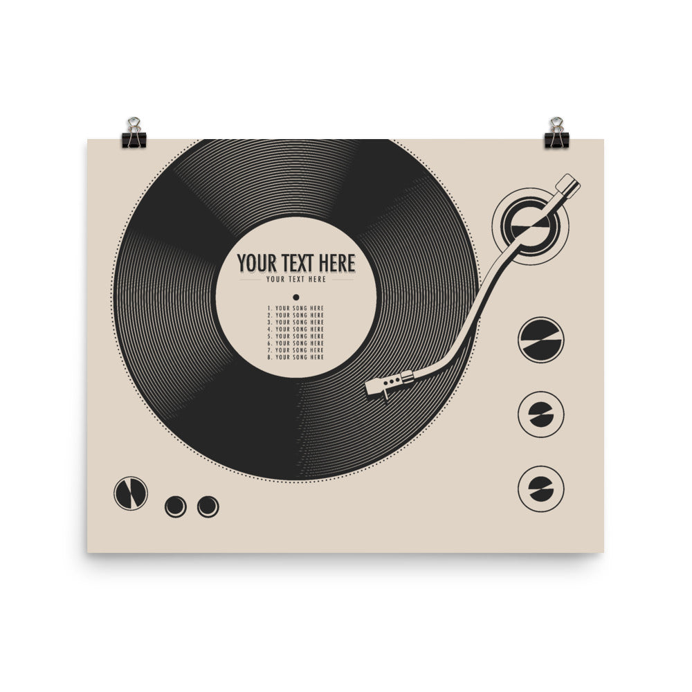 Custom Vinyl Record Poster | Personalized Print, Cream