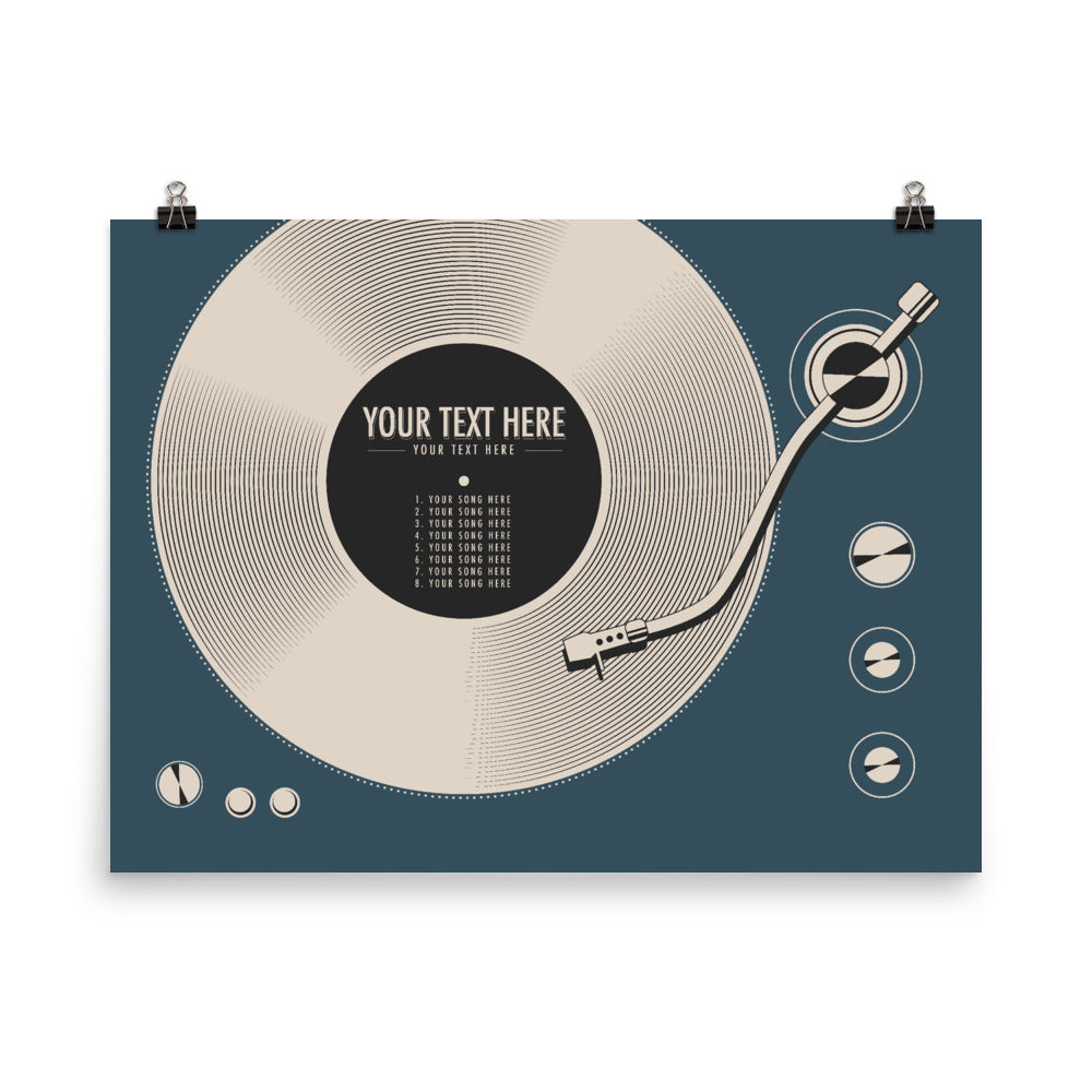 Custom Vinyl Record Poster | Personalized Print, Blue