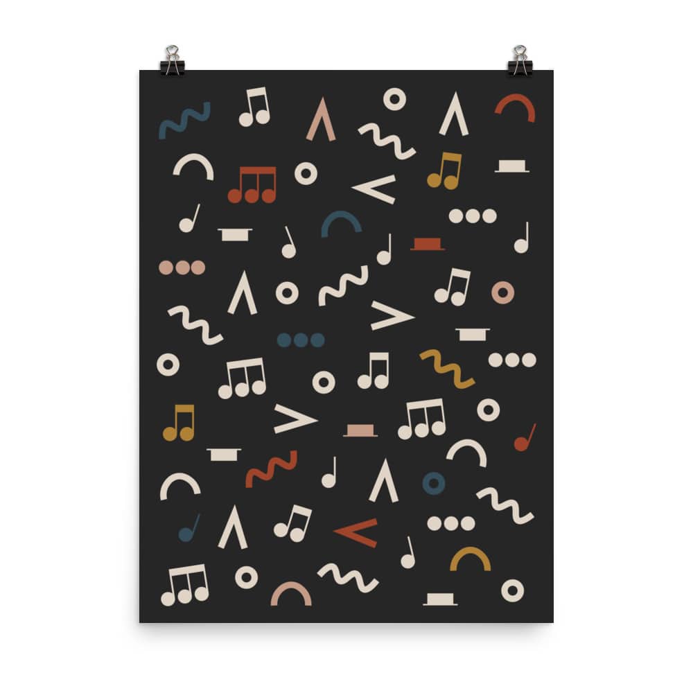 Music Notes Poster, Music Symbols, Music Room Decor, Black
