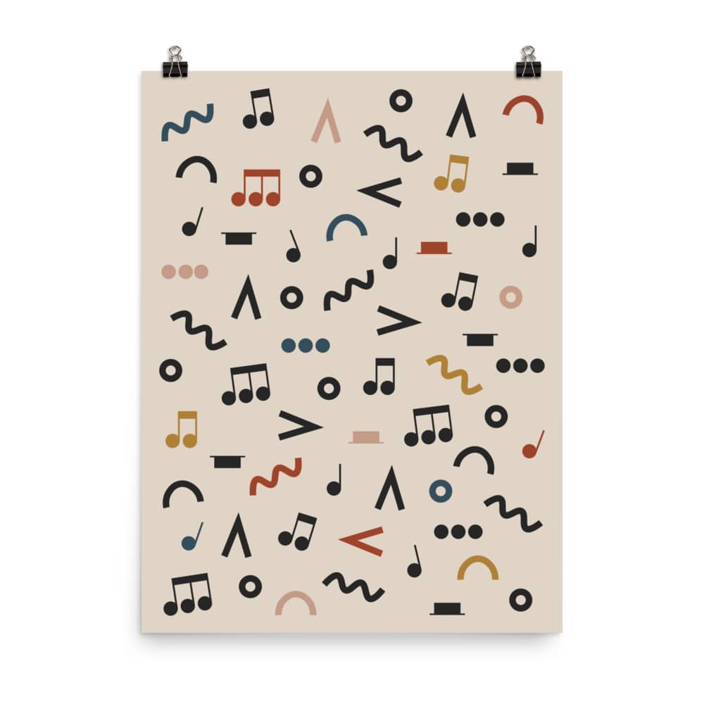 Music Notes Poster, Music Symbols, Music Room Decor, Cream