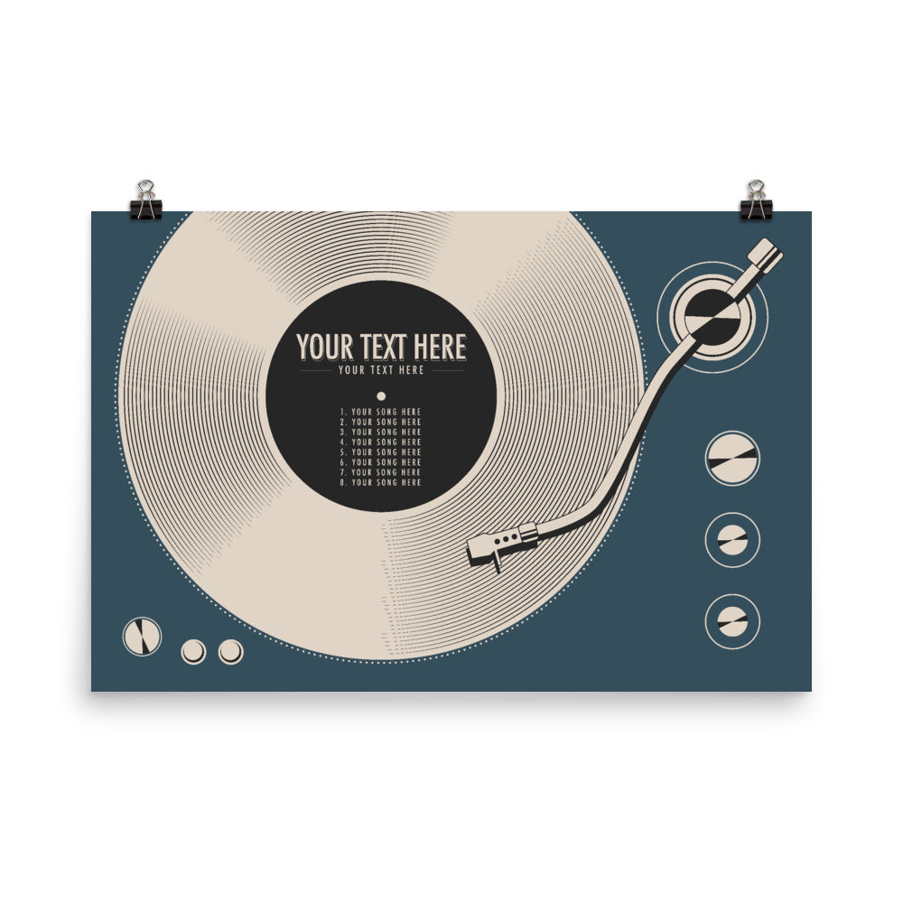 Custom Vinyl Record Poster | Personalized Print, Blue