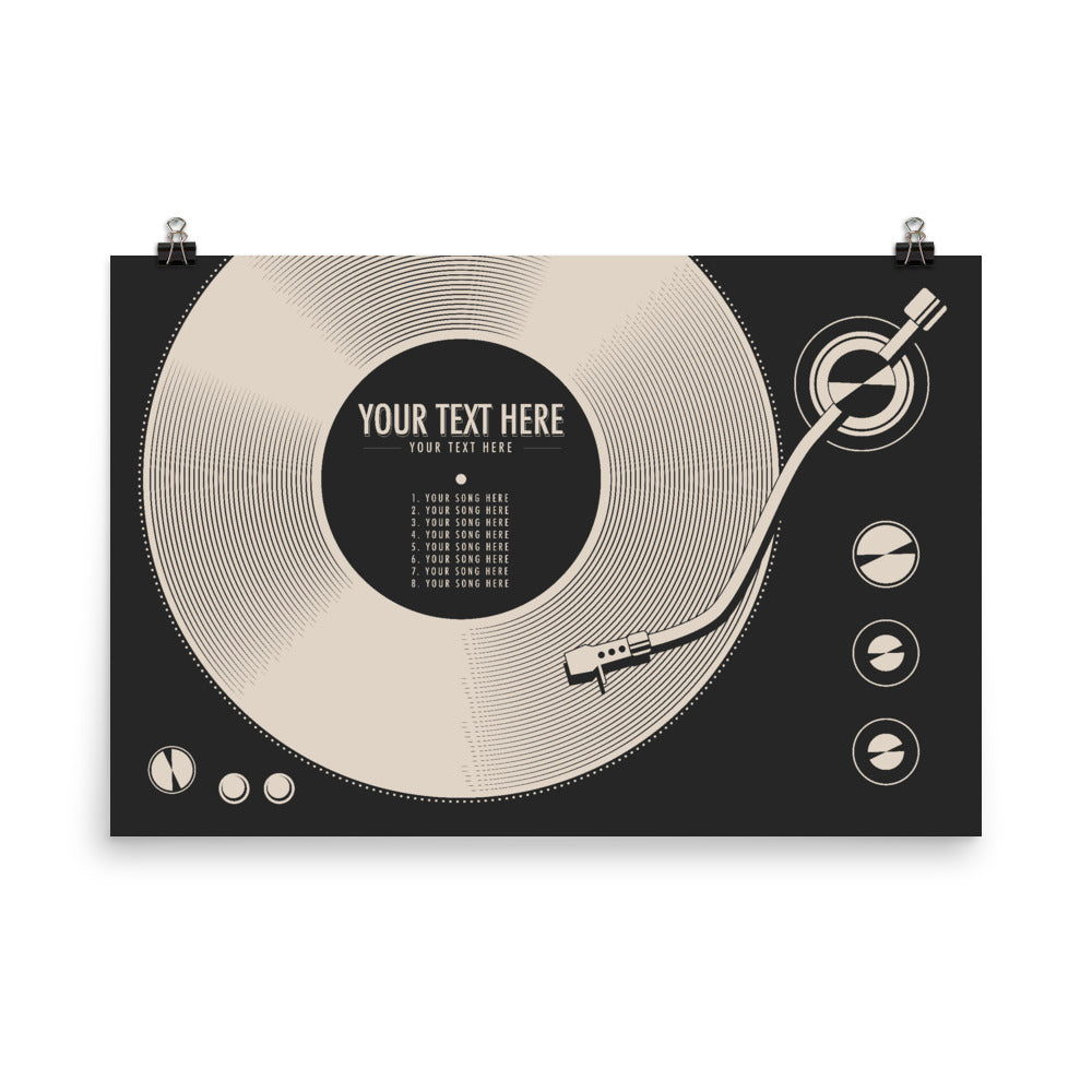 Custom Vinyl Record Poster | Personalized Print, Black