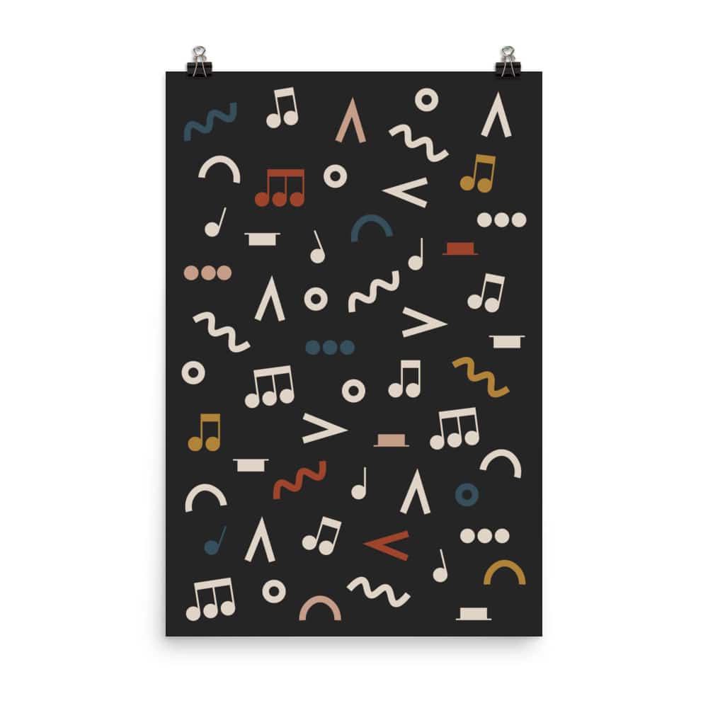 Music Notes Poster, Music Symbols, Music Room Decor, Black