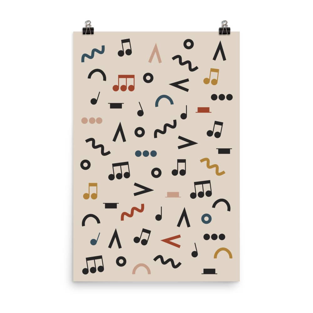 Music Notes Poster, Music Symbols, Music Room Decor, Cream