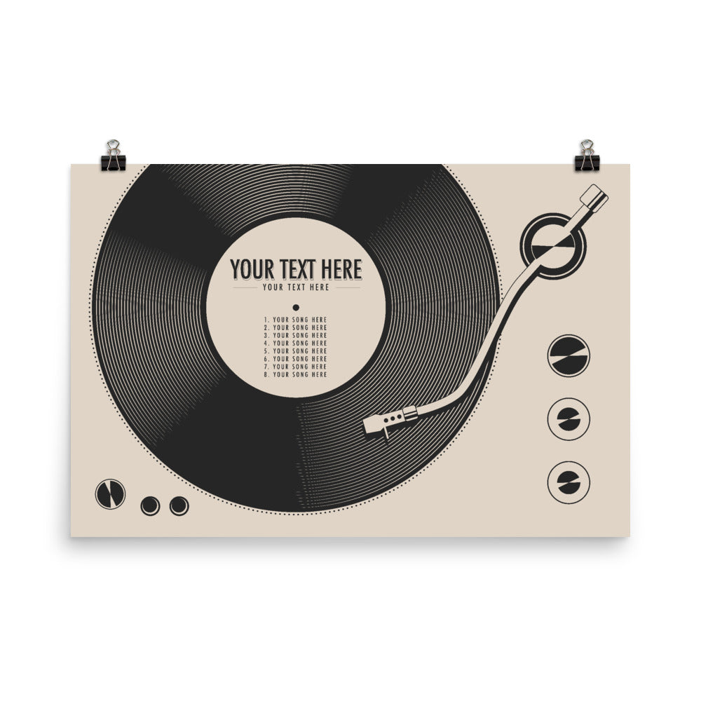 Custom Vinyl Record Poster | Personalized Print, Cream