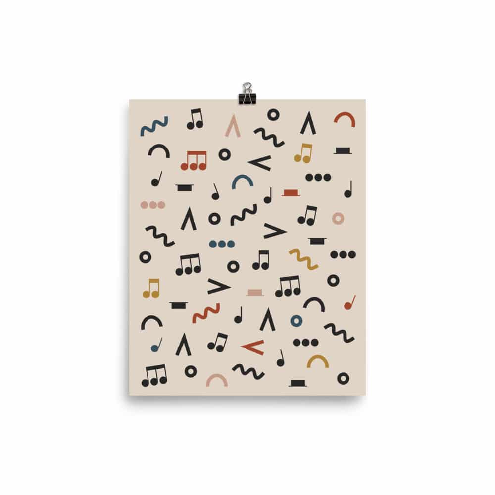 Music Notes Poster, Music Symbols, Music Room Decor, Cream