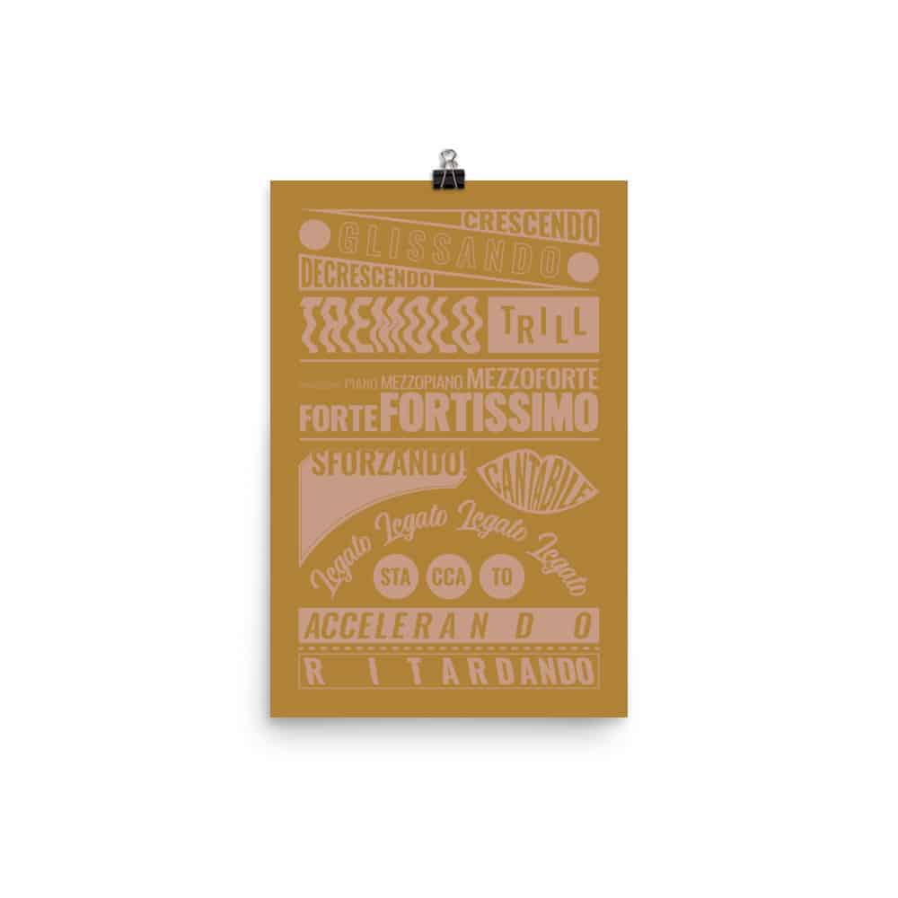 Music Terms Poster, Music Room Decor Yellow
