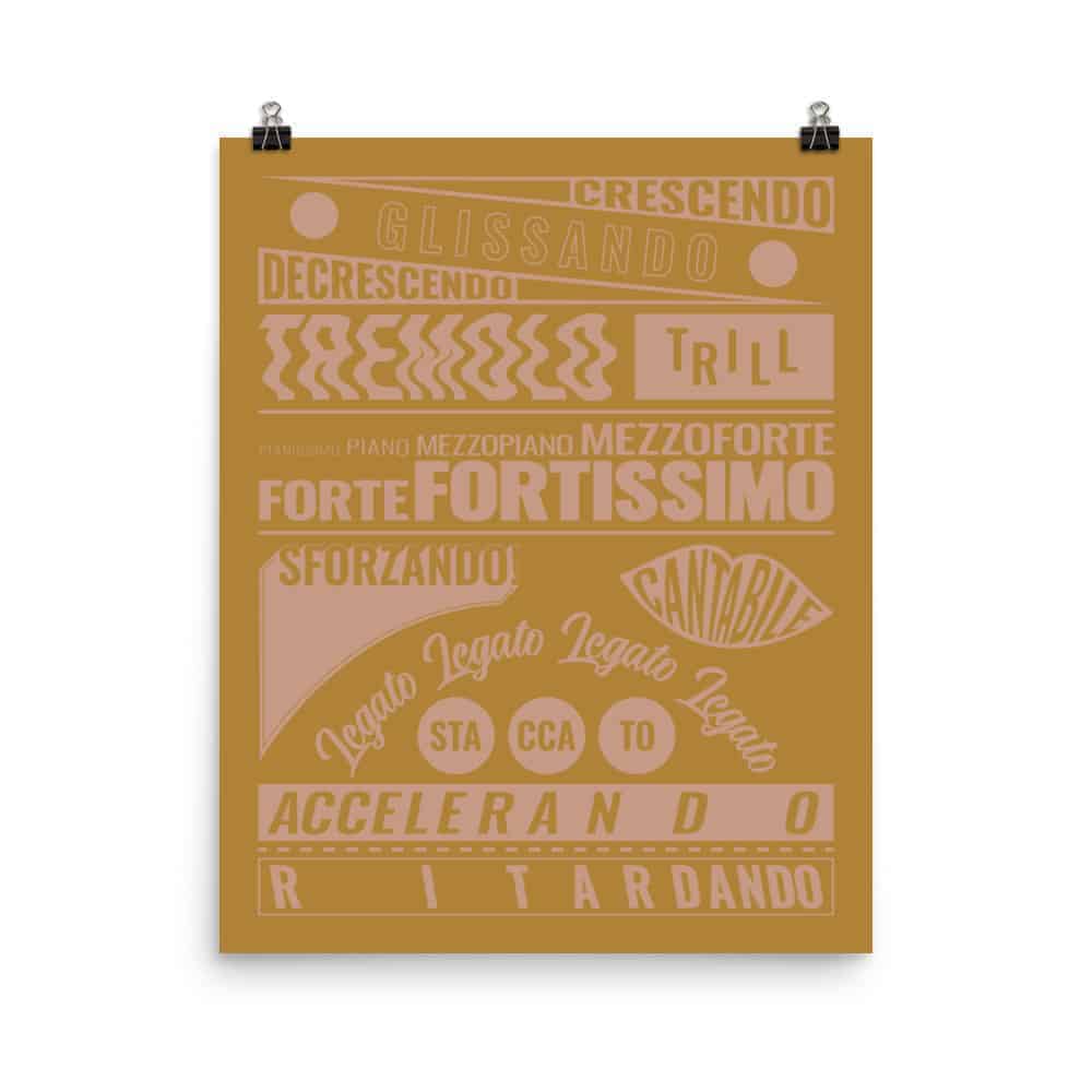 Music Terms Poster, Music Room Decor Yellow