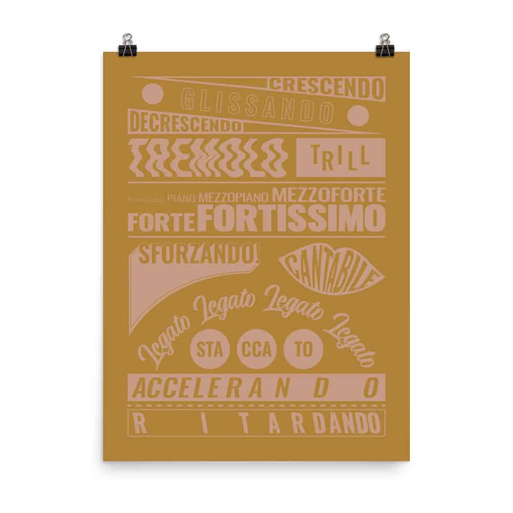 Music Terms Poster, Music Room Decor Yellow